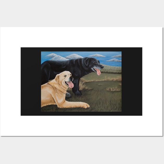 Labradors - Black and Yellow Wall Art by WolfySilver